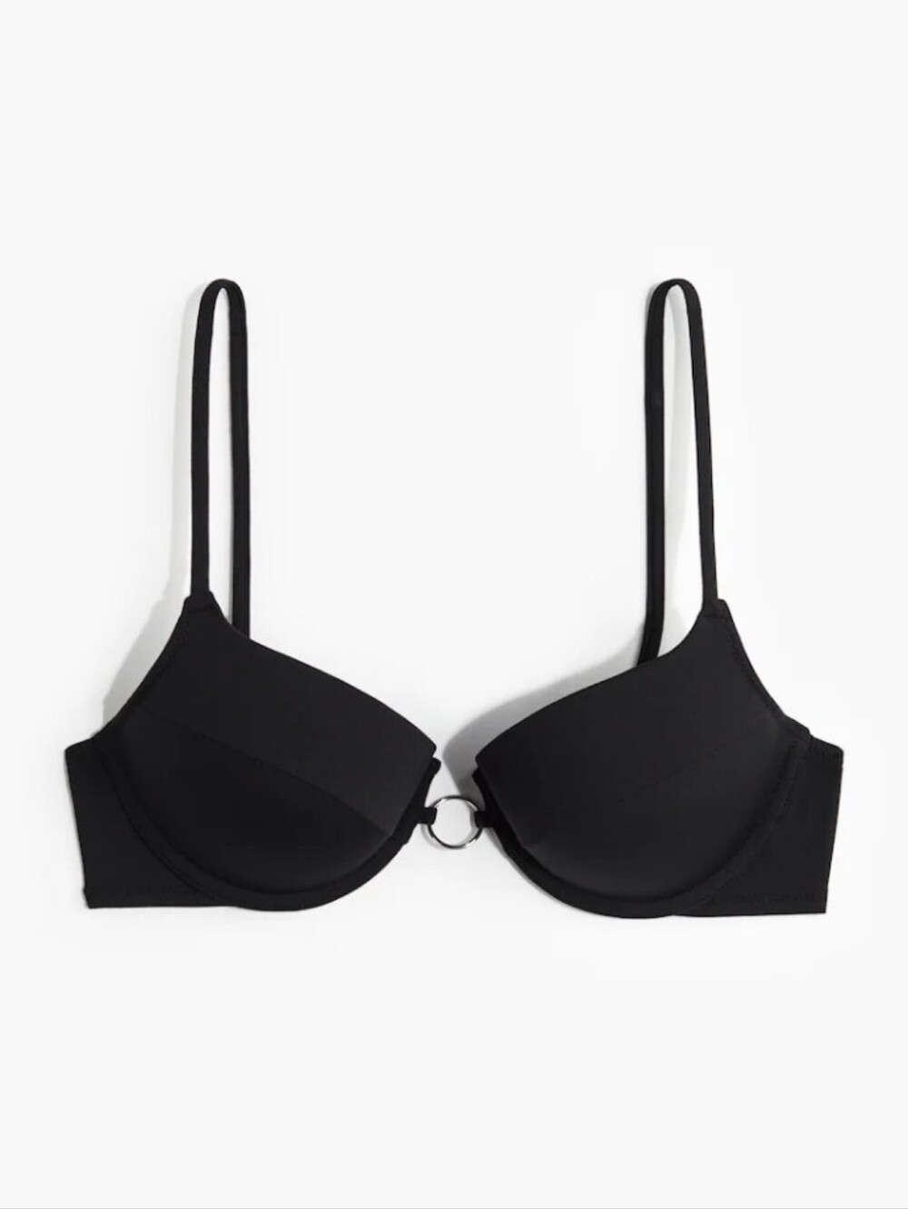 NWT H&M Push Up Ring Black Bikini Top Bra 36 C